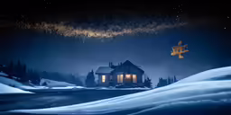 an airplane is flying in the sky over a snow covered hillside