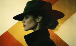 a woman wearing a black hat, jacket, and a white shirt
