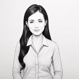 black and white portrait of a woman in an office dress shirt