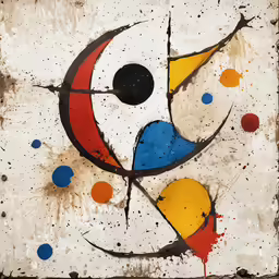 a painting with circles and shapes painted on it