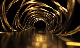 a very long tunnel full of shiny metal pipes