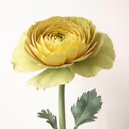 the blooming plant is yellow and there is only one flower