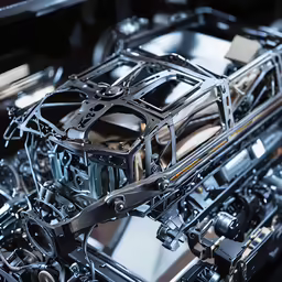 a black and metal machine with large parts