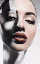 the girl is posing with makeup on her face