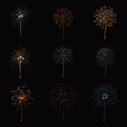 four photos of different fireworks that look like their different colors