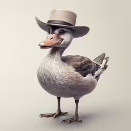 a duck wearing a hat and holding a cigarette