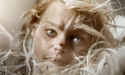 a person that is wearing some feathers in their hair