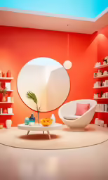 a living room decorated with modern furniture and decor