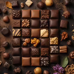 an assortment of chocolates and cookies arranged in the shape of a heart