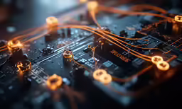 close up photo of a printed circuit board with wires