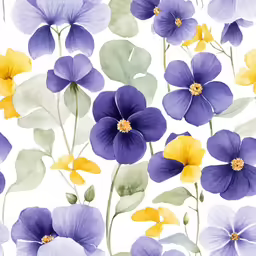 watercolor floral wallpaper featuring purple and yellow flowers
