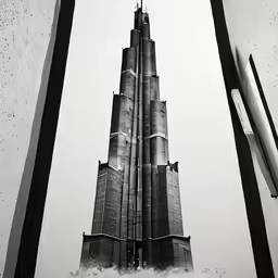 a very tall building sitting under a cloudy sky
