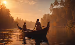two people in a boat on the water,two people sitting in a boat on a lake