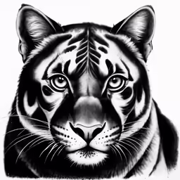a black and white tiger with a sad look on its face