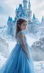 a young girl dressed in a princess dress