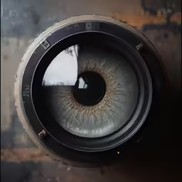 the reflection of a very big eyeball in an object
