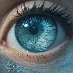 a close up of the blue iris of an eye