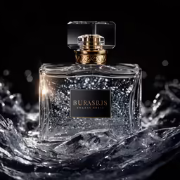 a bottle of perfume is shown on the surface