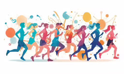 a group of people that are running in the road
