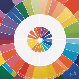 an image of color mixing in an open laptop computer,a circular picture with different colors