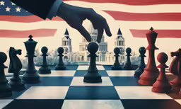 someone that is playing with some chess pieces