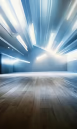 an abstract scene of an empty room with light beams shining down