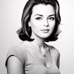 woman with shoulder length bob cut and necklace