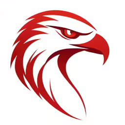 an eagle face is shown on a white background