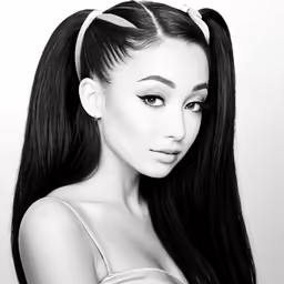 an asian woman with long hair and a ponytail