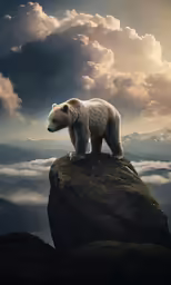a bear standing on the edge of a cliff