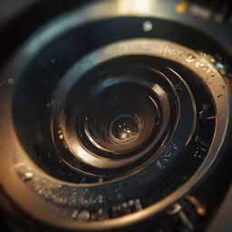 a photo of an open camera lens