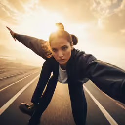 a person skateboards on the street in an advertisement