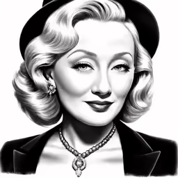 the drawing of the famous woman in a black hat