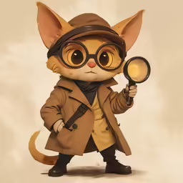 a small kitten is wearing a coat, jacket, and eye glasses