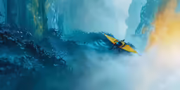 a kayaker paddles through the smoke and mist at sunset