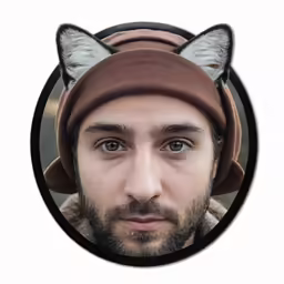 man with fur hat and beard in circle photo