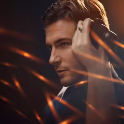 a man holding a phone next to his face