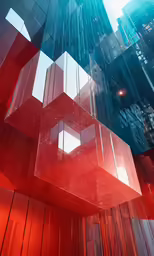 the skyscrapers in manhattan have red and gray squares