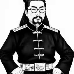 an old black and white drawing of a man wearing uniform