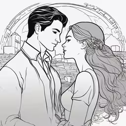 a drawing of the prince and princess coloring pages,the prince and the princess are looking at each other