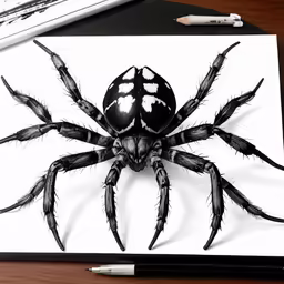 drawing spider in white with color pencil on white paper