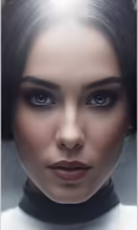 a portrait of a woman wearing black choker necklace