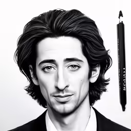 a drawing of a man with curly hair