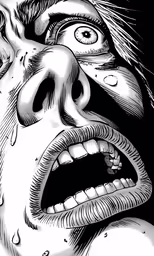 an image of an ink drawing of an angry face
