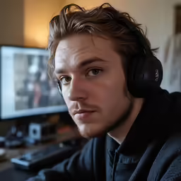 a young man wearing headphones on his ears
