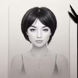 a drawing of a woman with short hair