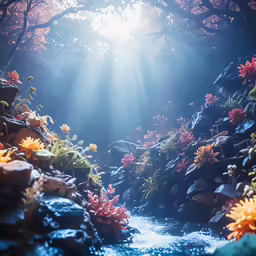 a very nice landscape with beautiful flowers on a sunny day