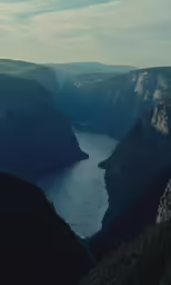 a large body of water surrounded by mountains and trees