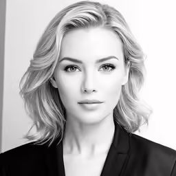 a woman with a serious look on her face
