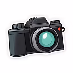a sticker of a camera on a white background